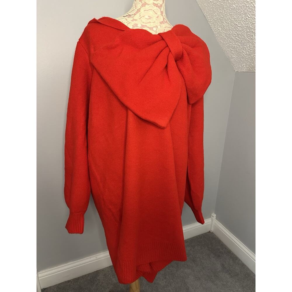 NWT Eloquii Carmine Red Bow Sweater Mini Dress Sz 22/24 - Picture 3 of 9